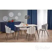 Кухонный стол Halmar Emilio 120 120/70/76 (белый мрамор/черный)