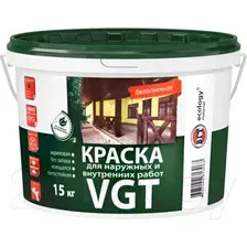 Краска VGT Для наружн/внутр. работ Моющаяся ВД-АК-1180 15 кг (белоснежный)