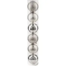 Елочная игрушка Ausini VT25-04009-2 (серебристый, 6 шт)