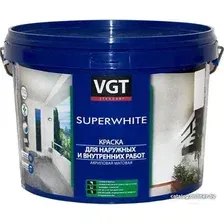 Краска VGT ВД-АК-1180 Для нар. и внутр. работ Моющаяся 3 кг (супербелый)