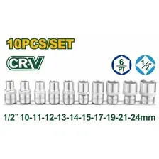 Набор торцевых головок 10шт 1/2" (10-24мм) Jadever JDST2410