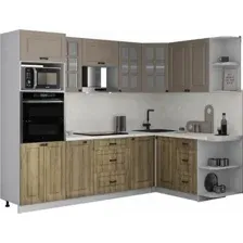Готовая кухня Интерлиния Мила Деко 1.68x2.6 PR (дуб вотан/луна/опал светлый)