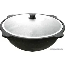 Казан Davr Metall Узбекский чугунный с крышкой, круглое дно (10 л)