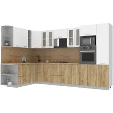 Готовая кухня Интерлиния Мила 1.88x3.4 левая (белый платинум/дуб золотой/дуб бунратти)