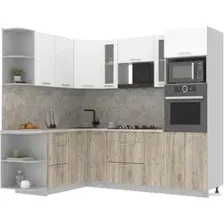 Готовая кухня Интерлиния Мила 1.68x2.4 левая (белый платинум/дуб серый/малага)