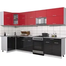 Готовая кухня Интерлиния Мила Gloss 60-12x31 (красный/черный глянец)