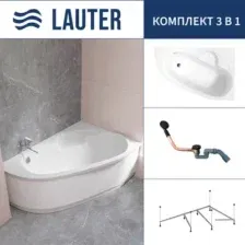 Ванна Lauter Valencia 160x105 2102160R (с каркасом и сифоном 21Y11021 матовый черный)