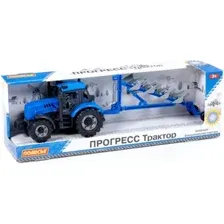 Трактор Полесье Прогресс с плугом 91291 (синий)
