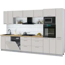 Готовая кухня Интерлиния Мила Gloss 3.3-ПМ1 (кашемир/кашемир/дуб бунратти)