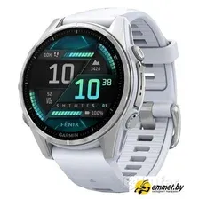 Умные часы Garmin Fenix 8 43мм (серебристый, белый ремешок)