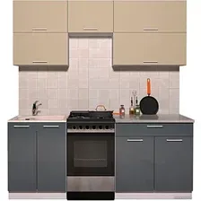 Готовая кухня Интерлиния Мила Gloss 50-19 (ваниль/асфальт глянец)