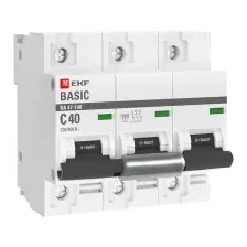 Выключатель автоматический EKF ВА 47-100 3P 40А (C) 10kA / mcb47100-3-40C-bas