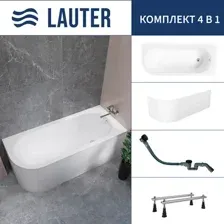 Ванна акриловая Lauter Monaco 170x72.5 / 2113170R (с ножками, лицевым экраном и сифоном 21Y32001 матовый черный)
