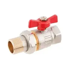 Кран шаровый 1/2" нар.-вн. Бабочка (со сгоном) PN40 AV Engineering (с американкой)