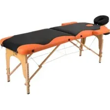 Массажный стол Atlas Sport Складной 2-с 60см (черный/оранжевый/деревянный)