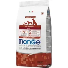 Сухой корм для собак Monge All Breeds Adult Monoprotein Lamb with Rice and Potatoes для взрослых с ягненком, рисом и картофелем 2.5 кг