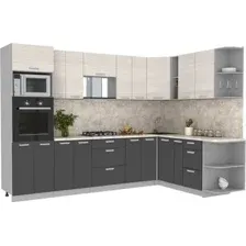 Готовая кухня Интерлиния Мила Лайт 1.88x3.0 правая (вудлайн кремовый/антрацит/малага)