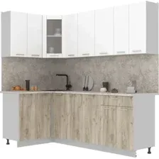 Готовая кухня Интерлиния Мила 12x23 (белый платинум/дуб серый/малага)