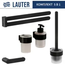 Набор аксессуаров для ванной Lauter 21TS3019 + 21TS3021 + 21TS3013 + 21TS3004 + 21TS3023 (Matt Black, 5 предметов)