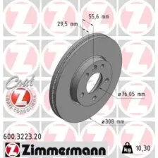 Тормозной диск ZIMMERMANN 600.3223.20 вентилируемый , передняя ось