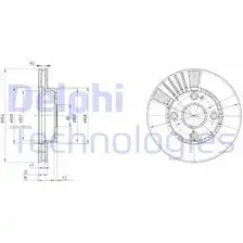 Тормозной диск DELPHI BG3508 вентилируемый , передняя ось