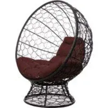 Кресло M-Group Кокос на подставке 11590405 (черный ротанг/коричневая подушка)
