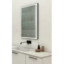 Континент Зеркало Frame Black Led 70x100 (нейтральная подсветка, бесконтактный сенсор)