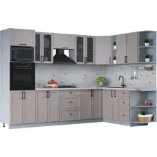 Готовая кухня Интерлиния Тренд 1.88x3.0 ВТ правая (луна/луна/бискайская сосна)