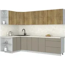 Кухонный модуль Интерлиния Мила Матте 1.5x2.9 А (дуб вотан/луна/опал светлый)