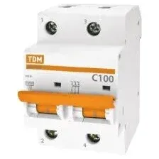 Выключатель автоматический TDM Electric ВА 47-100 2Р 100А (C) 10кА SQ0207-0066