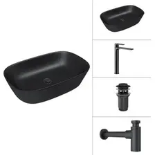Умывальник Lauter 21393-60-A  Reef 21CK8678BS  сифон 21635B  донный кл. 21190B (черный матовый)