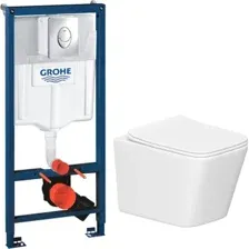 Унитаз подвесной Lauter Square 214903 + GROHE Rapid SL 38721001 (овальная, хром)