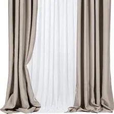 Комплект штор Mio Tesoro Блэкаут 150x250 + Гардина лен 400x250 (серый/белый)