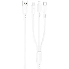 Кабель Borofone BX71 USB-A - Lightning/microUSB/USB-C, 2 А, 1 м, белый