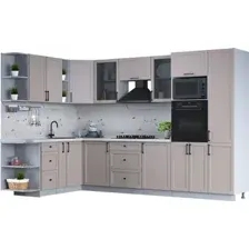 Готовая кухня Интерлиния Тренд 1.88x3.2 ВТ левая (луна/луна/бискайская сосна)