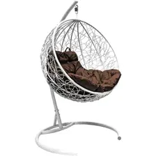 Подвесное кресло M-Group Круг 11050105 (белый ротанг/коричневая подушка)