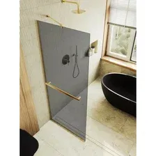 Душевая стенка MaybahGlass 69x195 MGD-723-3у (графитовое стекло/золотой)