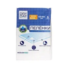 Пелёнки одноразовые DRY DAY 60х90 см 5 шт.