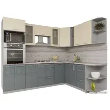 Готовая кухня Интерлиния Мила Gloss 1.88x2.6 правая (ваниль-асфальт)