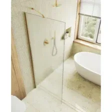 Душевая стенка MaybahGlass 69x195 / MGD-706-3ш (сатин стекло/золотой)