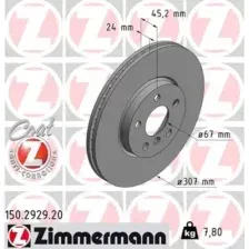 Тормозной диск ZIMMERMANN 150.2929.20 вентилируемый , передняя ось
