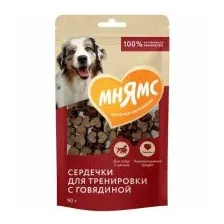 Мнямс Тренировочные лакомства для собак Сердечки с говядиной 90 г