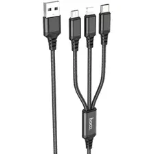 Кабель Hoco X76 USB Type-A - microUSB/USB Type-C/Lightning (1 м, черный)