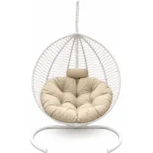 Кресло подвесное Craftmebelby Кокон Капля Зигзаг (белый/бежевый)
