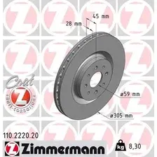 Тормозной диск ZIMMERMANN 110.2220.20 вентилируемый , передняя ось