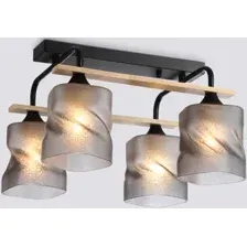 Подвесная люстра Ambrella light TR3033249/4 BK/WD (черный/дерево)