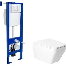 Унитаз подвесной Saniteco KW-9010W + Berges АТОМ 410 040333 (с кнопкой)