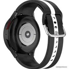 Ремешок Rumi Sport Line силиконовый для Samsung Galaxy Watch4/5/6 (20 мм, черный/белый)