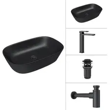 Умывальник Lauter 21393-60-A + Cascade 21СК0655BS + сифон 21635B + дон. кл. 21190B (черный матовый)