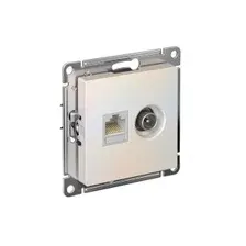 ATLASDESIGN РОЗЕТКА двойная ТВ  компьютерная RJ45 кат. 5e, механизм, ЖЕМЧУГ